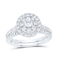 thumbnail image 1 of 10K White Gold Round Dia. Halo Bridal Wedding Band Set 1ctw, Women's Size: 5-10, 1 of 1
