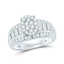 10K White Gold Round Dia. Oval Bridal Wedding Engagement Ring 1ctw, Women's Size: 5-10