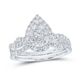 thumbnail image 1 of 10K White Gold Round Dia. Teardrop Bridal Wedding Band Set 1ctw, Women's Sz: 5-10, 1 of 1