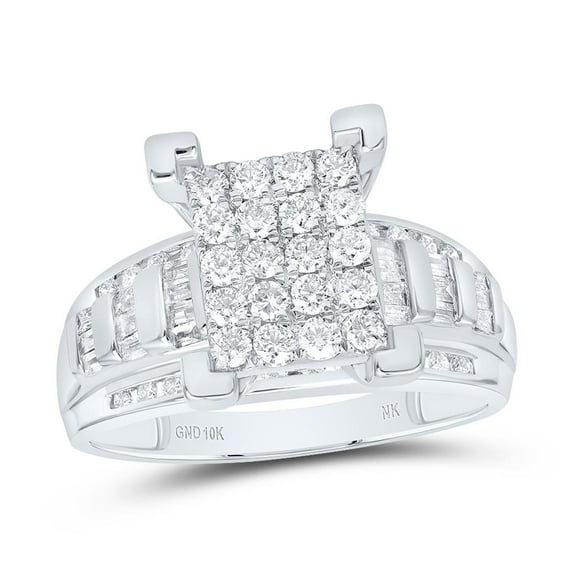 10K White Gold Round Diamond Bridal Engagement Ring 0.88cttw Size 8