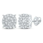 10K White Gold Round Diamond Cluster Nicoles Dream Collection Earrings - 0.875 CTTW