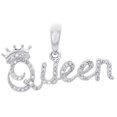 thumbnail image 1 of 10K White Gold Round Diamond Crown Queen Statement Pendant 0.65" Charm 1/6 CT., 1 of 6