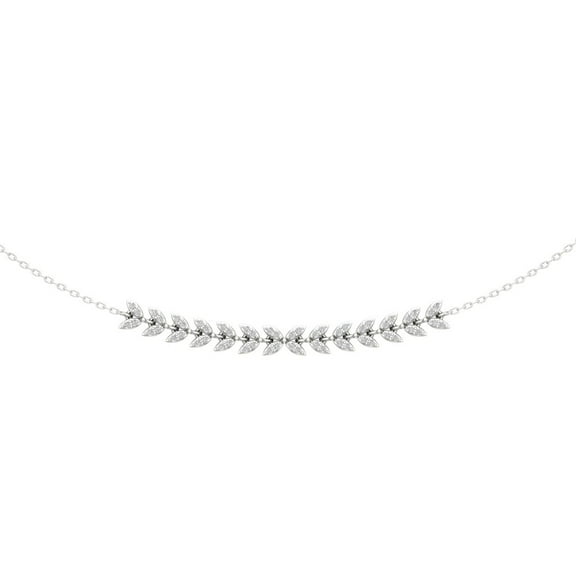 10K White Gold Round Diamond Flower Curved Bar Pendant with Sterling Silver Chain Necklace (1/3 cttw, I-J Color, I2-I1/3 Clarity), 18"
