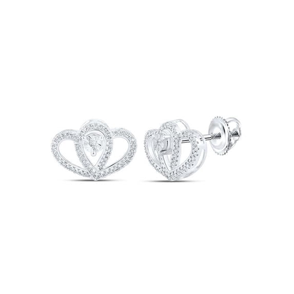 10K White Gold Round Diamond Heart Nicoles Dream Collection Earrings - 0.25 CTTW