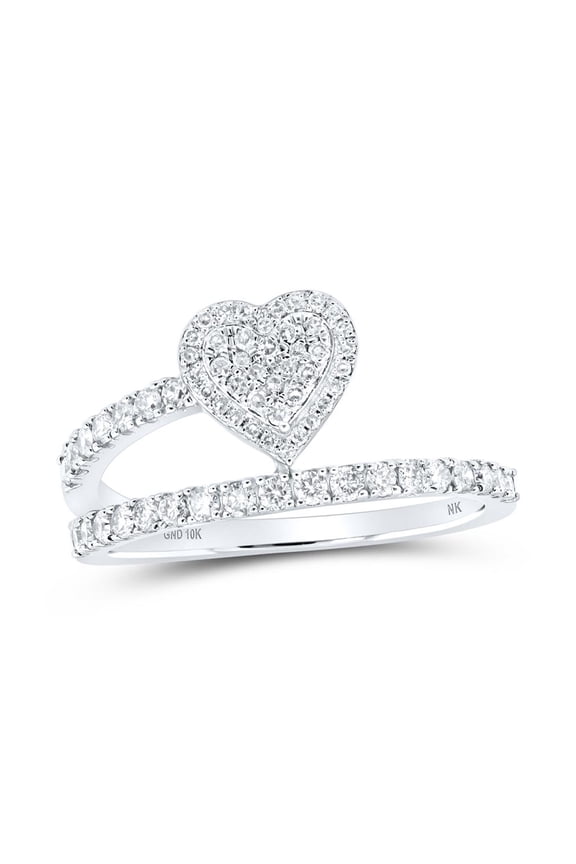 10K White Gold Round Diamond Heart Nicoles Dream Collection Ring 0.50cttw