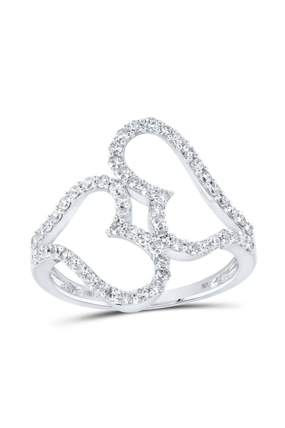 10K White Gold Round Diamond Heart Nicoles Dream Collection Ring 0.5cttw