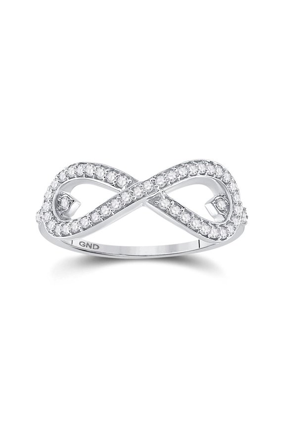 10K White Gold Round Diamond Infinity Ring 0.3cttw