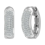 FINEROCK LLC 10K White Gold Round Diamond Ladies Huggies Hoop Earrings (1/4 Carat) (I1-I2 Clarity)