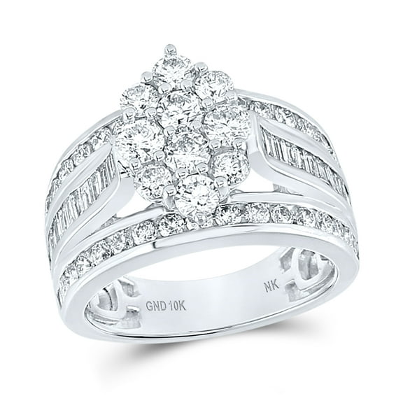 10K White Gold Round Diamond Oval Cluster Bridal Wedding Engagement Ring 1ctw, Womens Size: 5-10