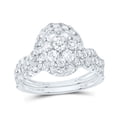 thumbnail image 1 of 10K White Gold Round Diamond Oval Cluster Bridal Wedding Ring Band Set 1-1/2ctw, Womens Size: 5-10, 1 of 1