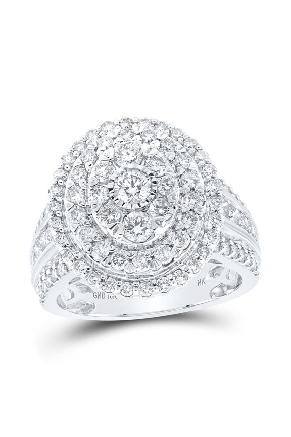 10K White Gold Round Diamond Oval Cluster Nicoles Dream Collection Ring 2cttw
