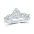 thumbnail image 1 of 10K White Gold Round Diamond Teardrop Bridal Wedding Ring Set - 0.5 CTTW, 1 of 1