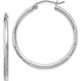 thumbnail image 1 of 10K White Gold Satin And Diamond-Cut 2Mm Round Hoop Earrings (Width 2) (Length 30) - Jbsp, 1 of 5