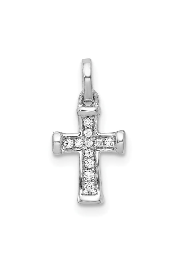 10K White Gold Small 1/20ct. Diamond Latin Cross Pendant