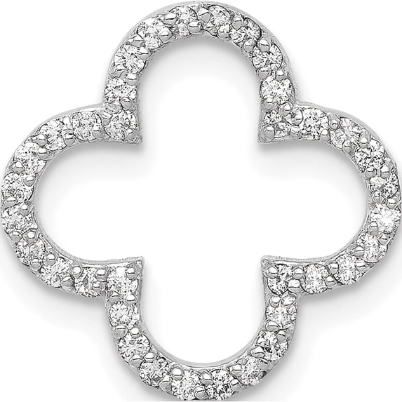 10K White Gold Small Diamond Quatrefoil Design Pendant (Width 15) (Length 15) - Jbsp