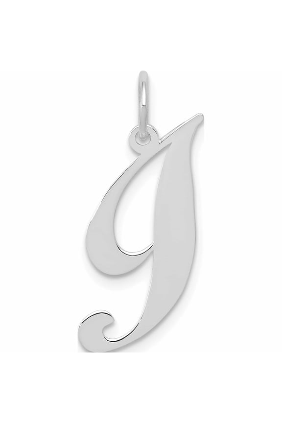 10K White Gold Medium Fancy Script Initial I Charm