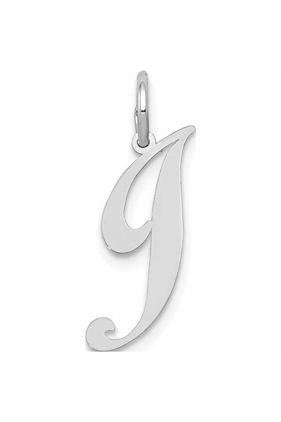 10K White Gold Small Fancy Script Initial J Charm (16 X 17) Made In United States -Jewelry By Sweet Pea