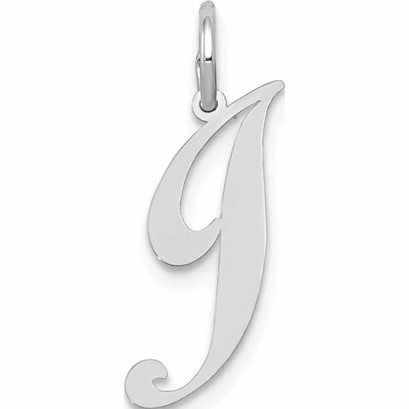 10K White Gold Small Fancy Script Initial J Charm (16 X 17) Made In United States -Jewelry By Sweet Pea