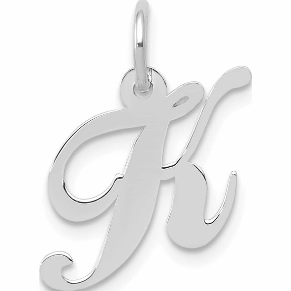 Jewelry by Sweet Pea 10K White Gold Medium Fancy Script Initial K Charm