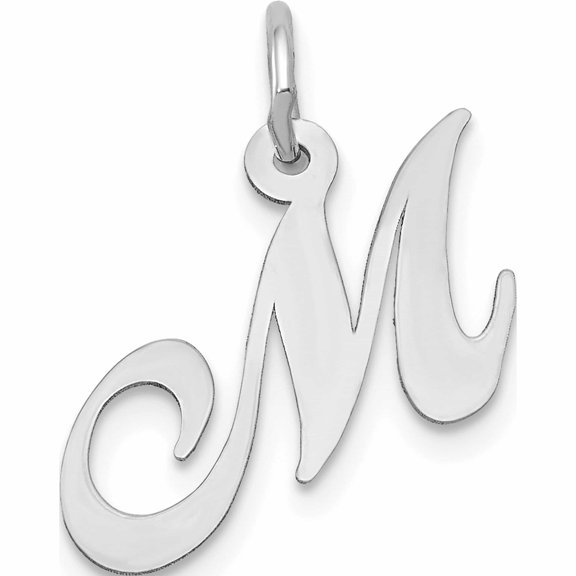Jewelry by Sweet Pea 10K White Gold Medium Fancy Script Initial M Charm