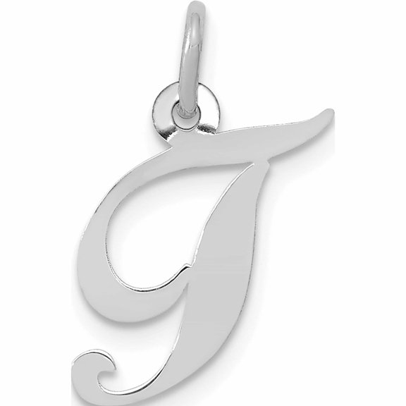 Jewelry by Sweet Pea 10K White Gold Medium Fancy Script Initial T Charm