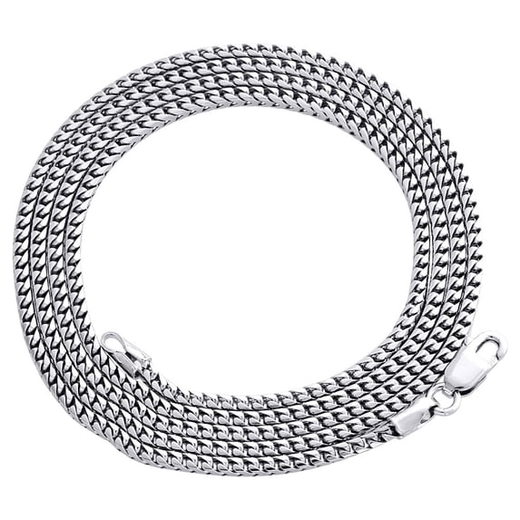 10K White Gold Solid Franco Box Chain Closed Link 1.80 Necklace 24 Inches