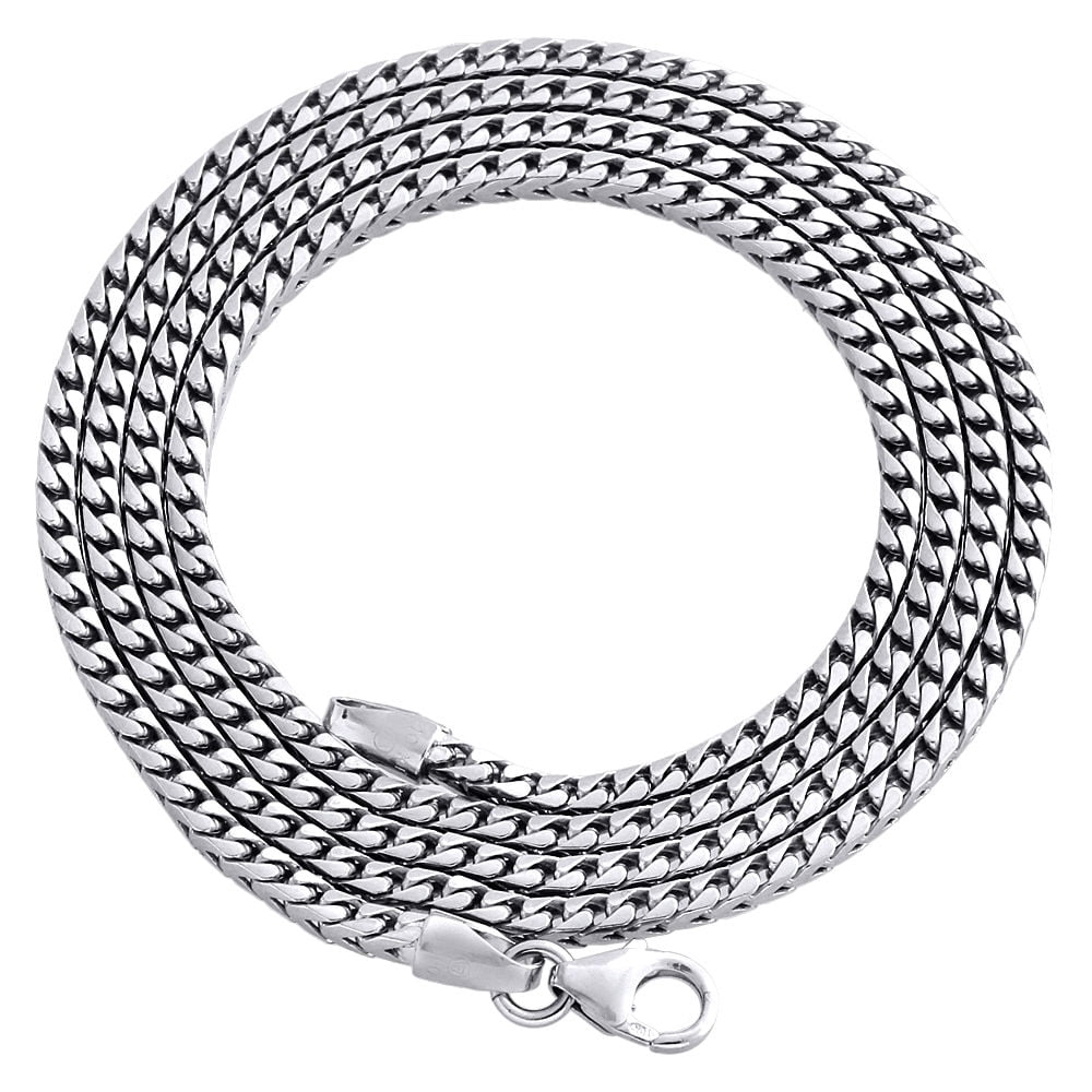 10K White Gold Solid Franco Box Chain Closed Link 2.25 Necklace 22 Inches