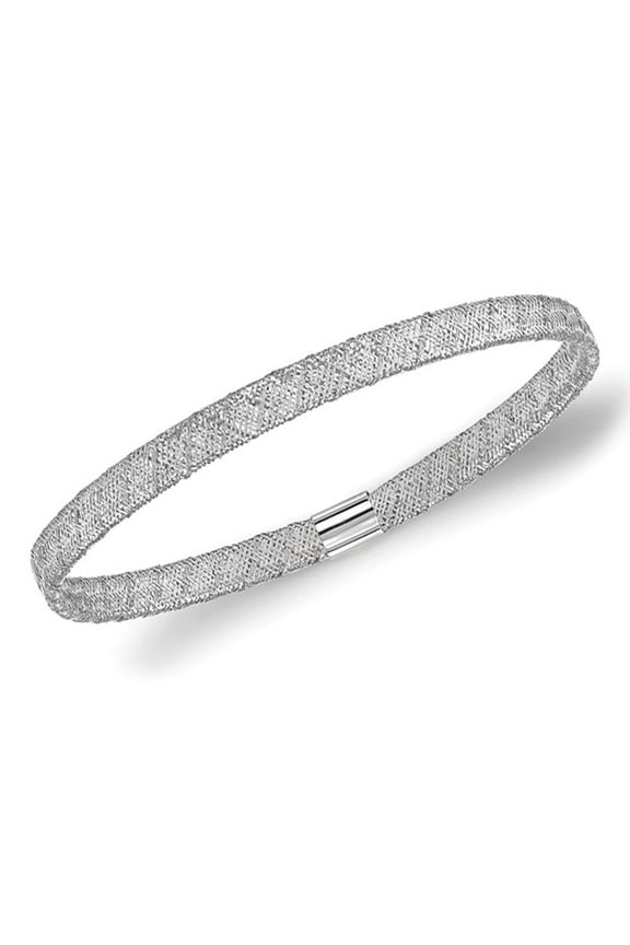 Gem & Harmony 10K White Gold Stretch Bangle Bracelet for Women