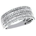 thumbnail image 1 of 10K White Gold Tapered Baguette & Round Cut Diamond Wedding Band 8mm Ring 1 CT., 1 of 5