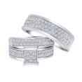 thumbnail image 1 of 10K White Gold Trio Rings Set His and Her Rings 2.00ctw Diamonds Extra Wide (i1/i2, h/i), 1 of 1