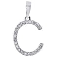 thumbnail image 1 of 10K White Gold Unisex Diamond Initial Pendant Block Font Letters 0.20 Ct. | C, 1 of 3