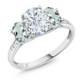 thumbnail image 1 of 10K White Gold White Moissanite from Charles & Colvard Sky Blue Aquamarine and White Diamond Oval 3-Stone Engagement Ring for Women (2.36 Cttw, Gemstone, Available in Size 5, 6, 7, 8, 9), 1 of 4