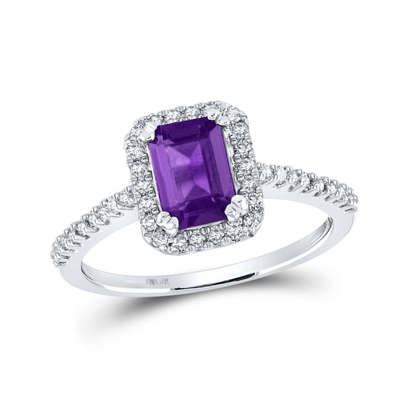 10K White Gold Womens Emerald Synthetic Amethyst Solitaire Ring 1 Cttw, Womens Size: 5-10
