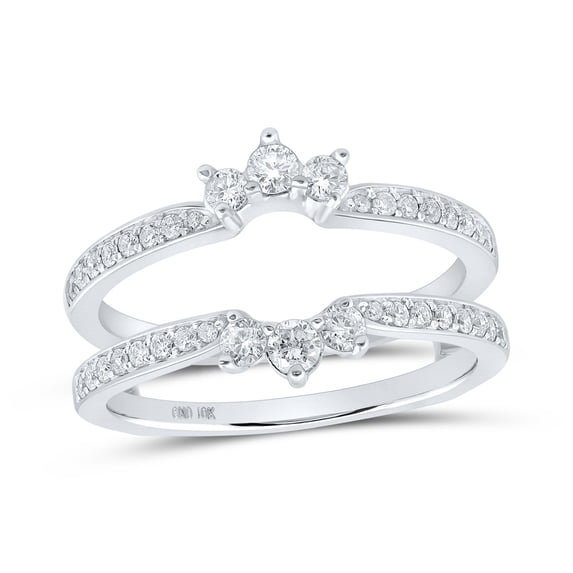 10K White Gold Womens Round Dia. Wrap Enhancer Wedding Band 1/2ctw, Women's Size: 5-10
