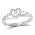 thumbnail image 1 of 10K White Gold Womens Round Diamond Heart Promise Ring 1/20 Cttw, Womens Size: 5-10, 1 of 1
