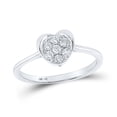 thumbnail image 1 of 10K White Gold Womens Round Diamond Heart Ring 1/4 Cttw, Womens Size: 5-10, 1 of 1