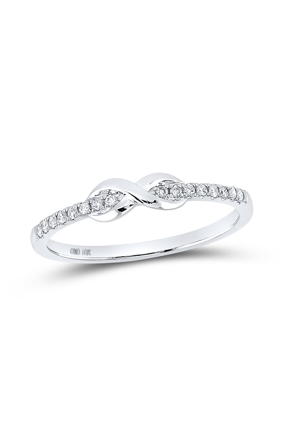10K White Gold Womens Round Diamond Infinity Knot Stackable Ring 1/10 Cttw, Womens Size: 5-10
