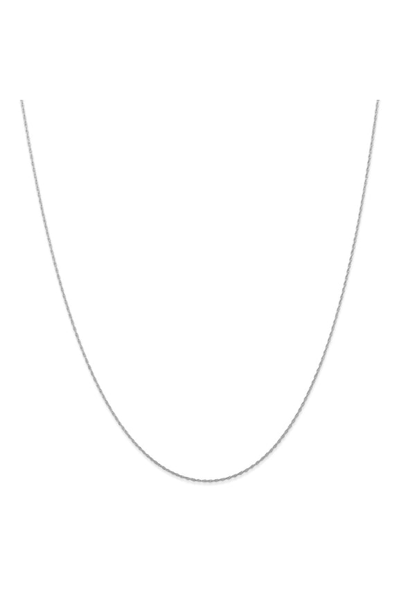 10K White Gold necklace Cable chain Rope 18 in 0.5 mm