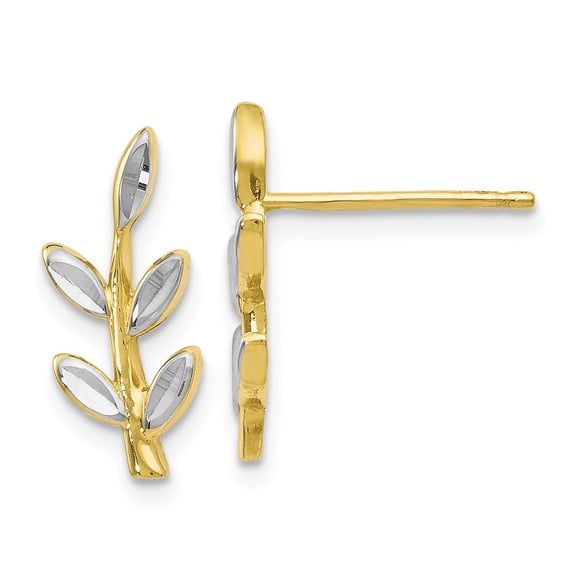 10K White Rhodium-plated D/C Post Earrings