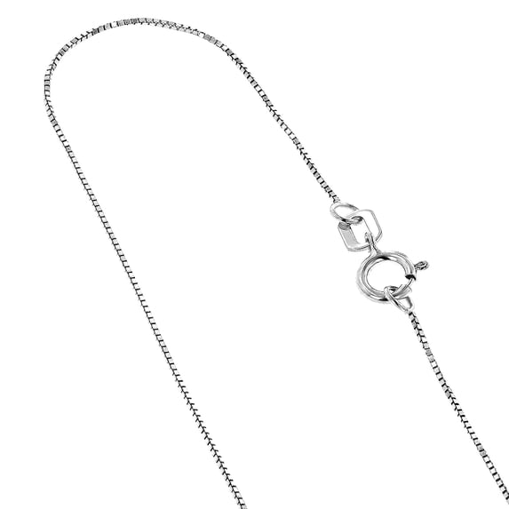 10K White Solid Gold 0.6mm wide Shiny Box Chain 24 Necklace with Lobster Clasp