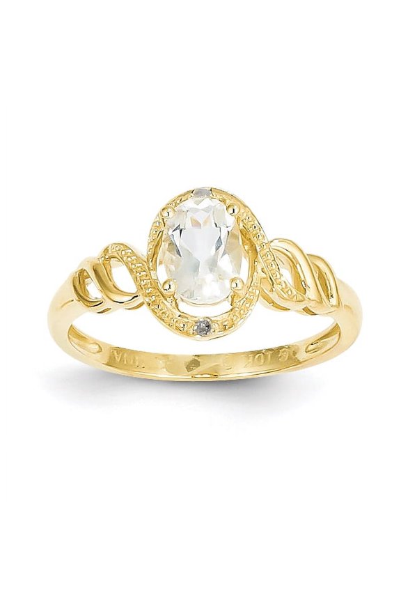10K White Topaz Diamond Ring