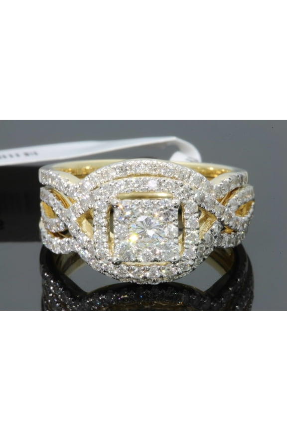 10K YELLOW GOLD 1.50 CARAT WOMENS REAL DIAMOND ENGAGEMENT RING WEDDING BANDS SET
