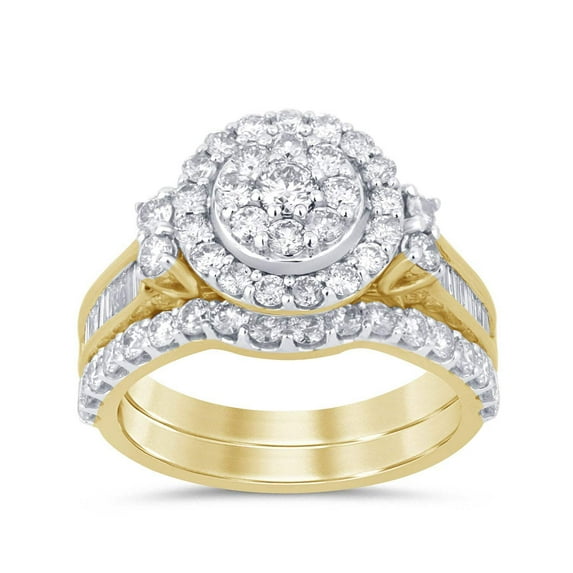 10K YELLOW GOLD 2 CARAT WOMEN REAL DIAMOND ENGAGEMENT RING WEDDING BAND BRIDAL SET