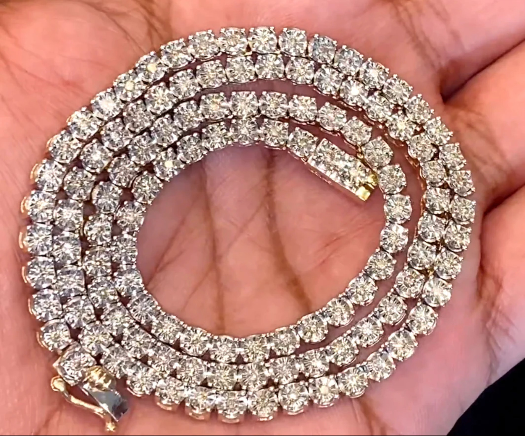 10K YELLOW GOLD 4.25 CARAT REAL DIAMOND 4MM 20 INCHES 35.54 GRAM GOLD