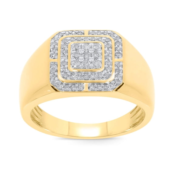10K YELLOW GOLD .50 CARAT MENS REAL DIAMOND ENGAGEMENT WEDDING PINKY RING BAND