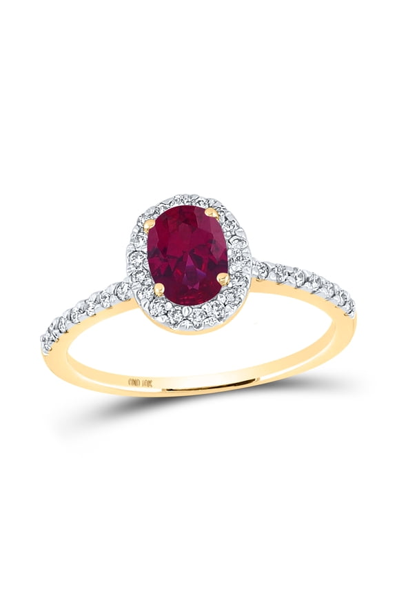 10K YELLOW GOLD OVAL SYNTHETIC RUBY SOLITAIRE RING 1-1/4 CTTW