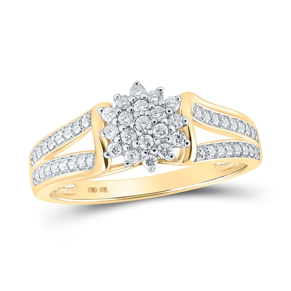 10kt Yellow Gold Womens Round Diamond Fashion Ring 1/5 Cttw