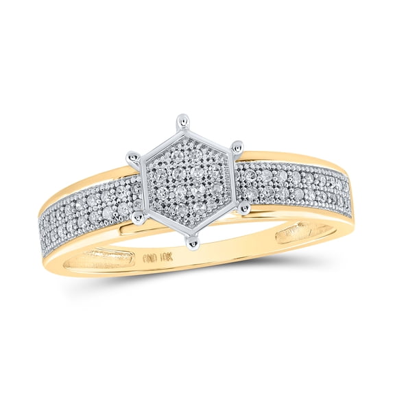 10K YELLOW GOLD ROUND DIAMOND CLUSTER RING 1/6 CTTW