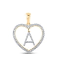 thumbnail image 1 of 10K YELLOW GOLD ROUND DIAMOND HEART A LETTER PENDANT 1/4 CTTW, 1 of 1