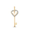 thumbnail image 1 of 10K YELLOW GOLD ROUND DIAMOND HEART KEY PENDANT 1/12 CTTW, 1 of 1